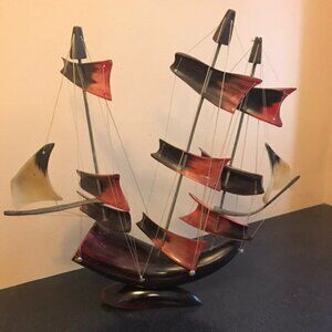 Handmade Bone Sailboat Art
